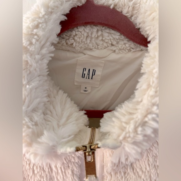 Cream/Ivory Fuzzy Sherpa Long Full Zip Fleece Jacket - Size M - Picture 6 of 6